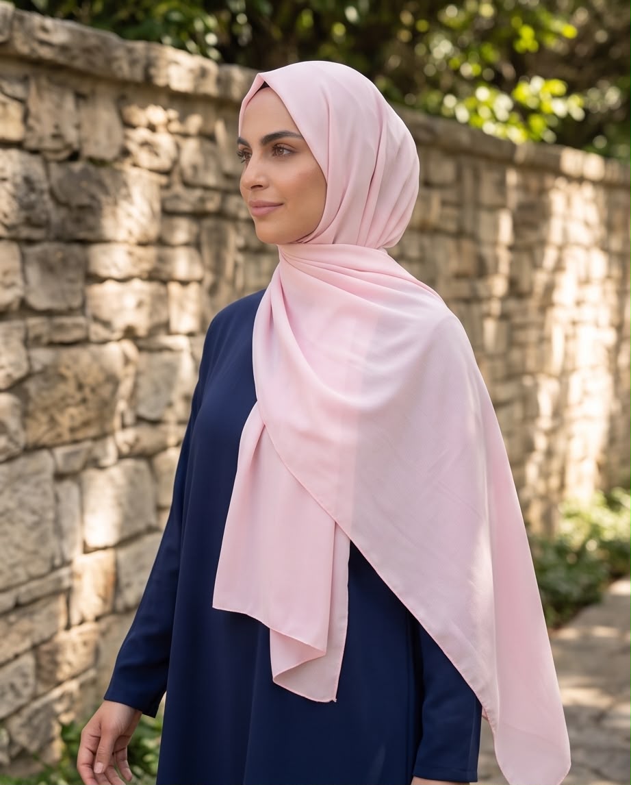 Pudra Pembe Viskon Pamuk Şal